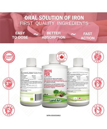 Liquid Iron with Vitamin C Supplement 500ml Added Vitamin C - Maximum Absorption - Vegetarian - Non-GMO Gluten Free No Sugar Added - Made in Canada - Buy Online on SooperMarket.com