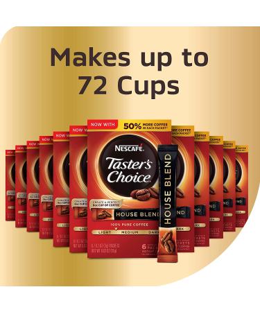 NESCAFE Taster's Choice House Blend Light Medium Roast Instant Coffee - 12 Boxes (72 Packets) - Buy Online on SooperMarket.com