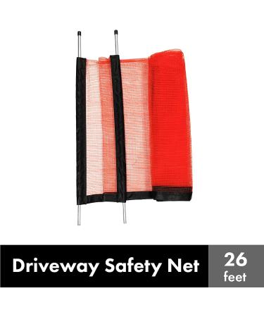Play It Safe Driveway Net - Bright Orange Removable Safety Netting for Driveways up to 25' Wide - Kid-Friendly Barrier - Buy Online on SooperMarket.com