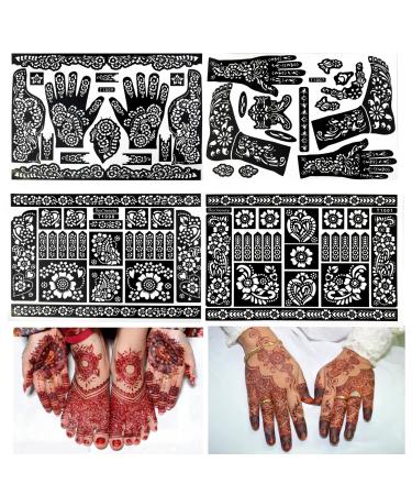 Henna tattoo kit Henna Body Art Templates  Hands Feet Leg Arm Glitter Airbrushing Diy Tattooing Template Temporary Stickers Body Painting