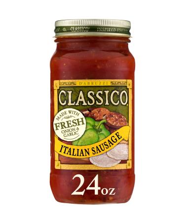 Classico Italian Sausage Spaghetti Pasta Sauce with Tomato, Peppers & Onions (24 oz Jar)
