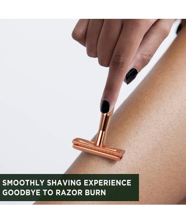 Eco-Friendly Rose Gold Razor Plane & Stand | Women's Zero Waste Safety Razor | Metal Plastic-Free Shaving for Intimate Areas - Buy Online on SooperMarket.com