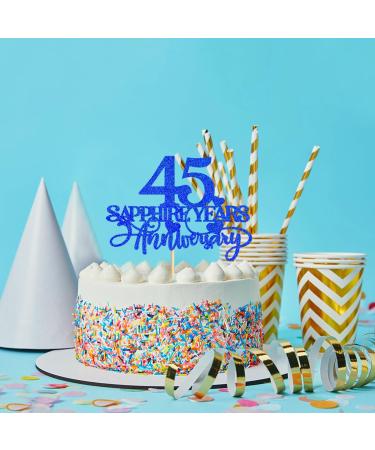 Cyodoos 1 Pcs 45th Sapphire Years Anniversary Cake Toppers 45th Sapphire Years Anniversary Heart Cake Decoration Celebration Party Supplies Birthday Party Decoration blue - Buy Online on SooperMarket.com