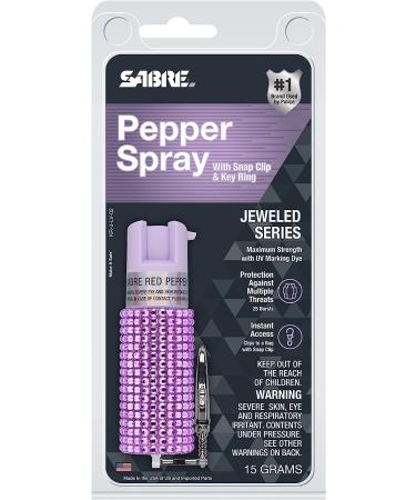 SABRE Jeweled Pepper Spray: Maximum Strength, Fashionable Design - Lavender Pepper Spray with Quick Access Snap Clip and Key Ring - Buy Online on SooperMarket.com