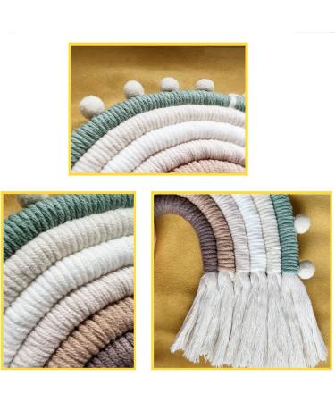 Rainbow Macrame Wall Hanging for Nursery Decor - Handmade Cotton Tassel for Kids Room (Beige) - Buy Online on SooperMarket.com