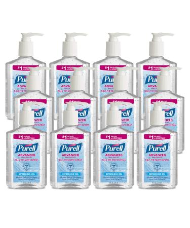 Purell Advanced Hand Sanitizer Refreshing Gel, Clean Scent, 8 fl oz Pump Bottle (Pack of 12) - 9652-12