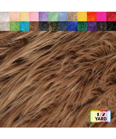 Shaggy Faux Fur Fabric by FabricLA - 18x60 Inches - Light Brown Craft Furry Fabric for Sewing Apparel, Rugs, Pillows, and More - Buy Online on SooperMarket.com