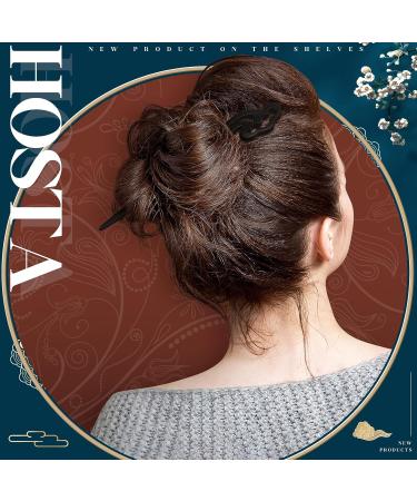 Dingion Wooden Hair Chopsticks - Japanese & Chinese Handmade Styles for Women | Bun Maker & Retro Pins with Flannel Bag - Buy Online on SooperMarket.com