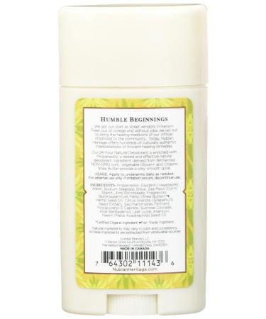 Nubian Heritage Indian Hemp & Vetiver Deodorant - 2.25 oz - Pack of 2 - All Natural, 24 Hour Protection with Neem Oil - Buy Online on SooperMarket.com
