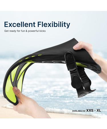 BPS Snorkel Fins - Adjustable Open Heel Swim Flippers for Diving & Snorkeling - Yellow S/M Size - Men Women - Buy Online on SooperMarket.com