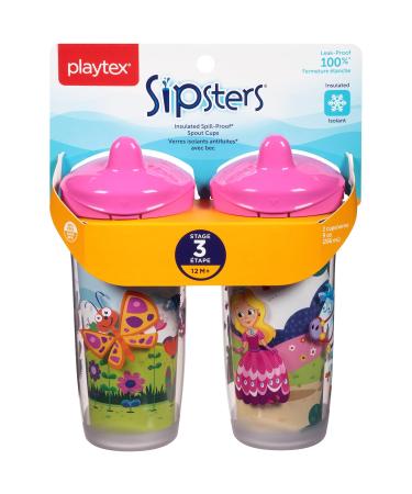 Playtex Sipsters Stage 3 Insulated Spout Sippy Cups 9oz - 2 Pack | Spill-Proof, Leak-Proof, Break-Proof (Color May Vary) - Buy Online on SooperMarket.com