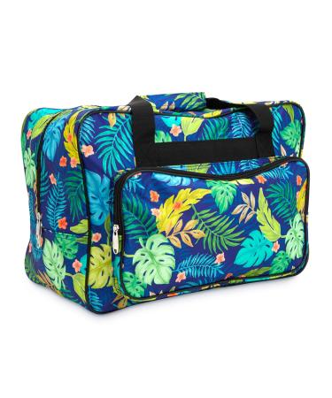 Tropical Leaves Sewing Machine Carrying Case and Accessories Organizer (18.1 x 9.4 x 12.2 In)