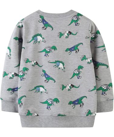 Kids Dinosaur Sweatshirt | Cotton Long Sleeve Pullover for Boys & Girls | Toddler Baby Clothes 2-3 Years Grey - Buy Online on SooperMarket.com