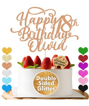 Cake Topper Happy Birthday Cake Topper Personalised Cake Topper Cake Decor Glitter Cake Toppers with Any Name Age 1st 10th 16th 18th 20th 21st 30th 40th 50th 60th 70th 80th (Rose Gold) - Buy Online on SooperMarket.com