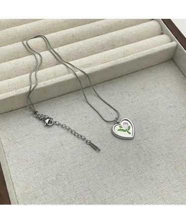 Oralgos Adjustable Love Shape Necklace - Tulip Heart Pendant Collarbone Chain | Elegant French Style Accessories for Women - Buy Online on SooperMarket.com
