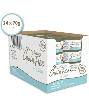 Buy Applaws 100% Natural Grain Free Wet Cat Food - Tuna Fillet in Broth 70g Tin (Pack of 24) - Premium International Shipping - Buy Online on SooperMarket.com