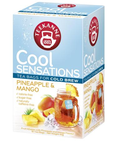 Teekanne Peach & Passion Fruit Cold Brew Tea Infusion Ice Cool Sensations All Natural Real Fruit with Apple Rosehip Hibiscus 18 Teabags