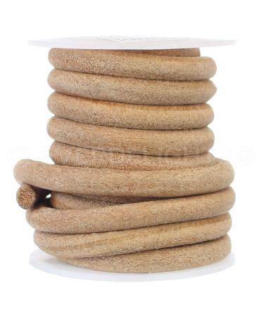 CleverDelights Genuine Leather Cord - 1/4" Round - 10 Feet - Natural