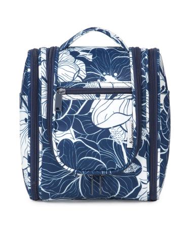 Travel Hanging Toiletry Wash Bag Makeup Cosmetic Organizer for Women (Blue Lotus (Medium))