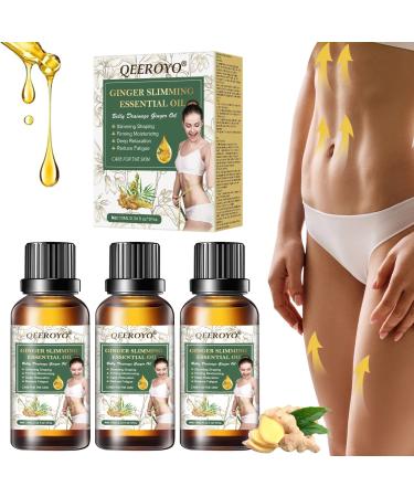 Ginger Essential Oil, Belly Drainage Ginger Oil, Herbal Ginger Massage Oil, Tummy Ginger Oil, for Swelling and Pain Relief 3x30ml Transparent