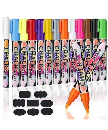 Pincelma 13 Packs Liquid Chalk Markers for Chalkboard Dry Erase Markers Chalkboard Markers Chalk Pens for Chalkboard Signs Blackboard Car Window Bistro Glass Board (6mm*12 3mm*1 8 Labels)