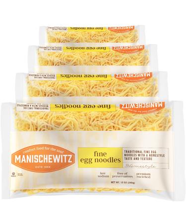 Manischewitz Premium Enriched Fine Egg Noodles 12oz (4 Pack) Great in Soups & Stews