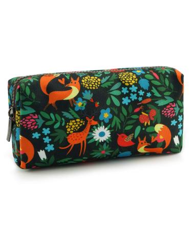 Lparkin spring pencilate made of canvas motif: forest animals fox fabric zipper gift for men and women gadget bag make-up bag cosmetic bag school supplies