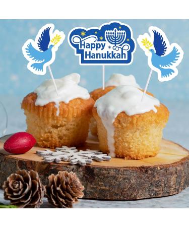 Whaline 48Pcs Happy Hanukkah Cupcake Topper Menorah Star Gnome Cupcake Picks Blue Chanukah Food Picks for Cake Decoration Party Supplies - Buy Online on SooperMarket.com