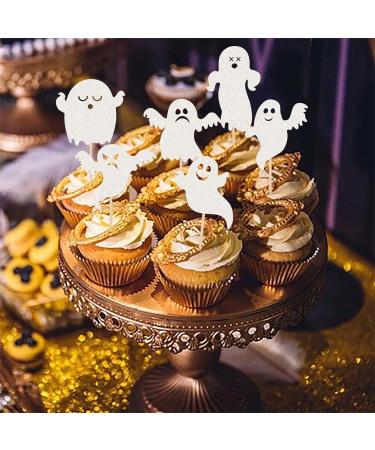 Rsstarxi 30 Halloween Ghost Cupcake Toppers Glitter White Spooky Halloween Cupcake Picks Halloween Baby Shower Cake Decorations for Ghost Theme Birthday Halloween Party Decorations Design 20 - Buy Online on SooperMarket.com