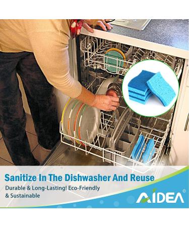 AIDEA-Brite Non-Scratch Scrub Sponge 24 Count - Gentle Cleaning Sponges for Dishes - Stands Up to Grime - Fast & Scratch-Free Cleaning Power - Ideal for Everyday Jobs - Buy Online on SooperMarket.com