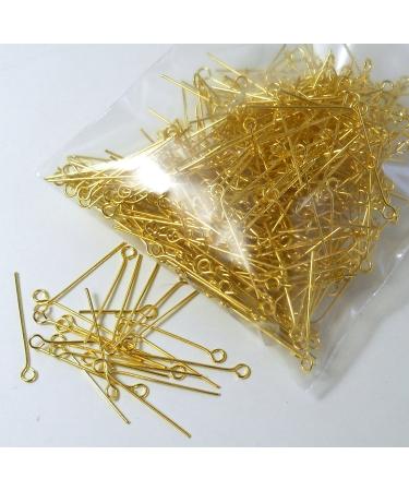 Rockin Beads Brand, 500 Gold Plated Brass Jewelry Eye-Rosary Pins 1 Inch 22 Guage .027dia Inch Wholesale Eyepins Lot