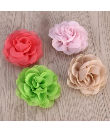 Frcolor 20pcs 3D Rose Flower Hair Clip Set - Chiffon Rose Clips for Women and Girls - Buy Online on SooperMarket.com