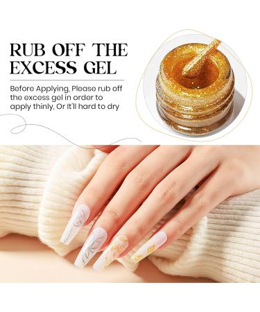 MIZHSE Gel Liner Nail Art Polish Set Glitter Gold and Silver Gel Painting For Nails Art Swirl Nails Design Dotting Painting French Manicure Kit 7Ml Glitter Silver&gold 7 ml (Pack of 2) - Buy Online on SooperMarket.com