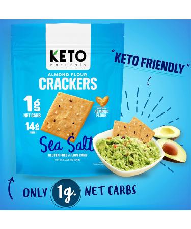 Keto Crackers (Sea Salt) - Low Carb, Zero Sugar, Gluten Free (3 Packs) | Almond Flour Snacks for Adults & Kids - Paleo Friendly - Buy Online on SooperMarket.com