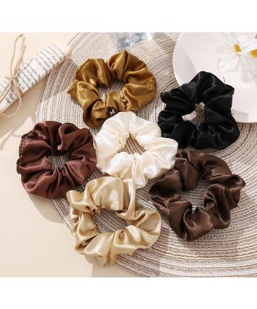 6 Pieces Hair Scrunchies Multi Colors Satin Elastic Soft Hair Ties Scrunchy Hair Bands for Girls and Ladies - Buy Online on SooperMarket.com