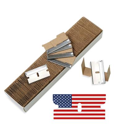 CANOPUS Single Edge Industrial Razor Blades, 100% Made in USA, Heavy Duty Straight Edge Razors, Box & Carton Cutter Replacement Blades, Glass & Paint Scraper Razor Blades (Box of 100) 100 Count (Pack of 1)