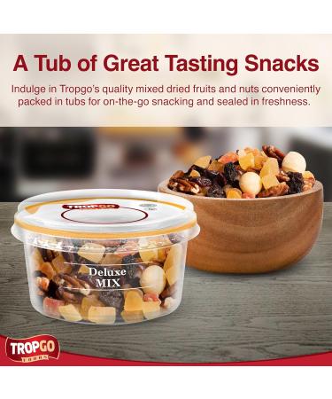 Tropgo Deluxe Mix 180gr - Mixed Nuts and Dried Fruits in a Resealable and Recyclable Nut Tub - Contains Fibre Protein and Essential Minerals - Wholesome Trail Mix - Healthy Snacks for All Ages - Buy Online on SooperMarket.com