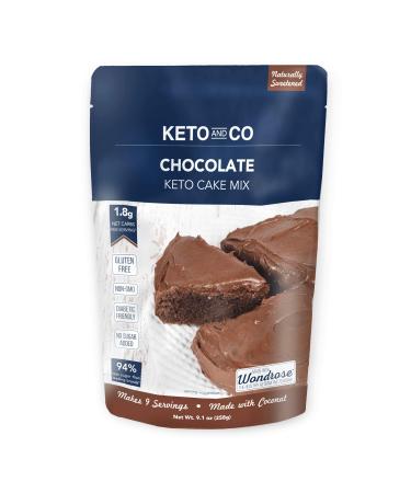Chocolate Keto Cake Mix by Keto and Co | Just 1.8g Net Carbs Per Serving | Gluten Free, Low Carb, No Added Sugar, Naturally Sweetened | (Chocolate Cake) 9.2 oz. package Chocolate 9.1 Ounce (Pack of 1)