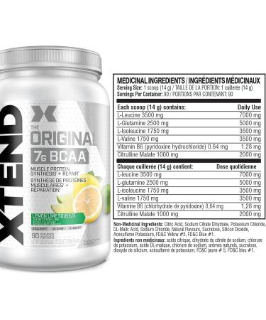 XTEND Original BCAA Powder Lemon Lime Squeeze | Sugar Free Post Workout Electrolyte Muscle Recovery Drink with Amino Acids | 7g BCAAs for Men & Women | 90 Servings Lemon Lime Squeeze 90 Servings (Pack of 1) - Buy Online on SooperMarket.com