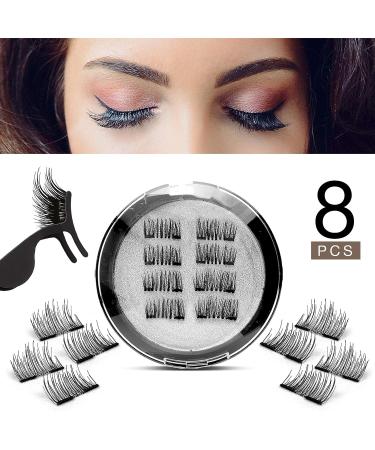 Dual Magnetic Half Lash Accent Eyelashes Set - Lightweight, Reusable, and Easy to Apply | Updated 3D False Eyelashes with Applicator (8pcs) in White - Buy Online on SooperMarket.com
