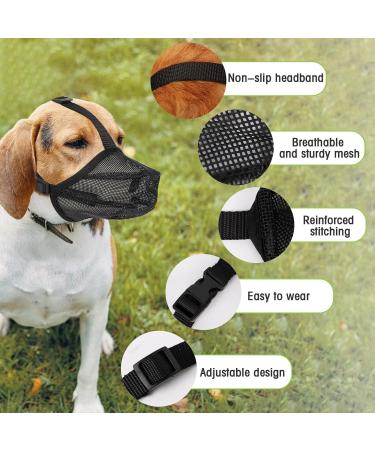 Dog Muzzle NiCoLa Soft Adjustable Mesh Muzzles for Small Medium Large Dogs Breathable Pet Mask Dog Training Muzzle with Adjustable Straps Prevent Biting Chewing and Licking (L) Black-L - Buy Online on SooperMarket.com