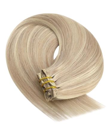 Youngsee Clip-In Hair Extensions - 35cm Real Hair 120g - Ashblond & Platinum Highlights - 7 Pieces - Buy Online on SooperMarket.com