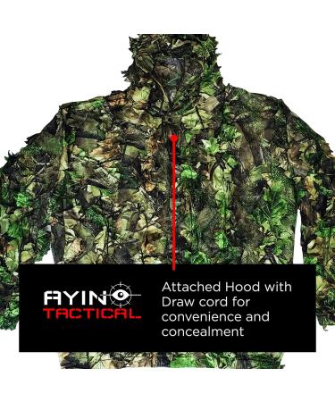 AYIN Ghillie Suit for Men - 3D Leaf Bush Camo for Turkey Hunting - Woodland Hooded Gillie Suit 2XL/3XL Green Leaf - Buy Online on SooperMarket.com