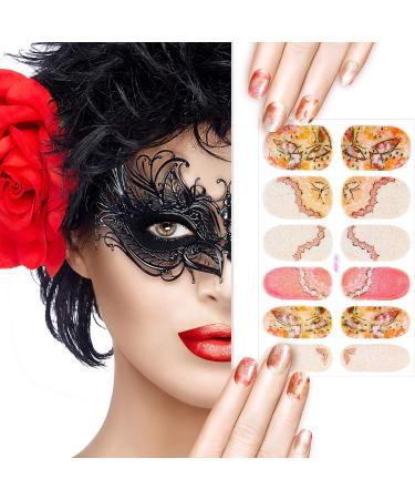 14 Sheets Gradient Nail Polish Stickers - Multicolor Flower Series | Self-Adhesive Design Decal Strips with Nail File | Manicure Decoration Kit for Women & Girls - Buy Online on SooperMarket.com