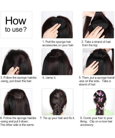 11-Piece Women's Sponge Hair Bump Up Inserts & Clips for DIY Hairstyles - Black/Brown - Buy Online on SooperMarket.com