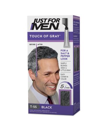 Just For Men Touch of Gray, Hair Coloring with Comb Applicator, Great for a Salt and Pepper Look - Black, T-55 Pack of 1