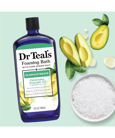 Dr Teal's Foaming Bath with Pure Epsom Salt | Glow & Hydrate Formula with Ceramides & Avocado Oil - 34 oz (Pack of 4) - International Shipping Available - Buy Online on SooperMarket.com