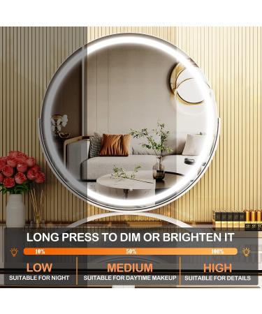 Gvnkvn Vanity Mirror with Lights - 18 Lighted Makeup Mirror with 3 Color Modes and Touch Control - Oval LED Makeup Mirror for Bedroom - 360 Adjustable White - 18x18 - Buy Online on SooperMarket.com