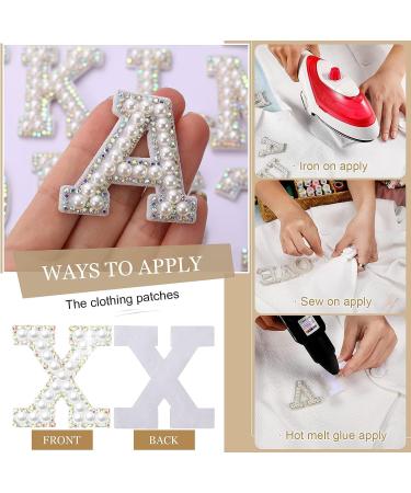 26 Piece Rhinestone Iron On Patch A-Z Alphabet Applique in Colorful White - DIY Craft Supplies - Buy Online on SooperMarket.com