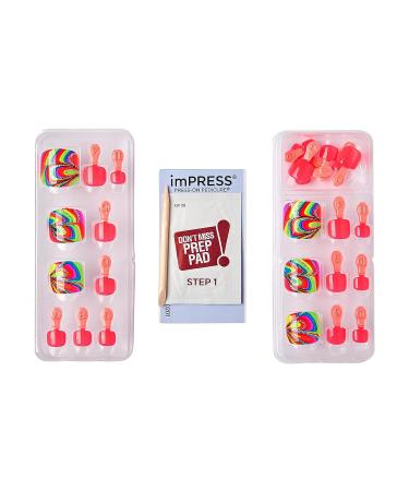 KISS imPRESS Sugarpop Square Press-On Pedicure Nail Kit | Glittery Multicolored Toenails + Prep Pad, Nail File, Cuticle Stick, 24 Nails - Buy Online on SooperMarket.com